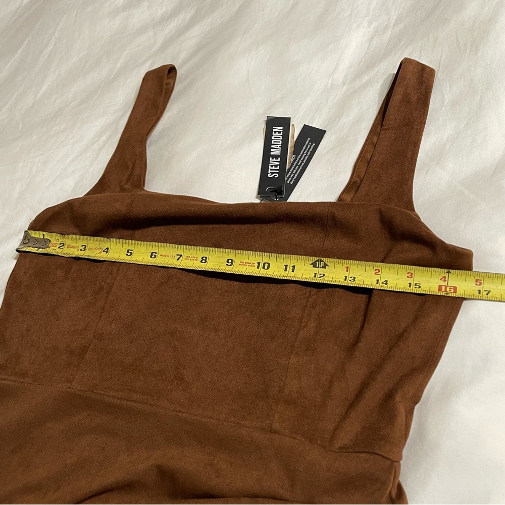 Steve Madden Milo‎ Micro Suede Brown Midi Dress - Picture 11 of 16